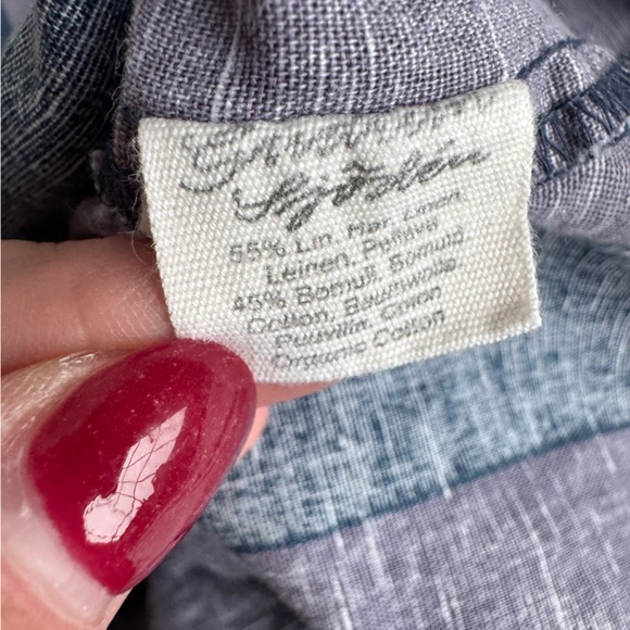 Gudrun Sjoden Women XL Stripe Oversized Linen cotton Purple Stripe Dress cozy - Picture 8 of 10